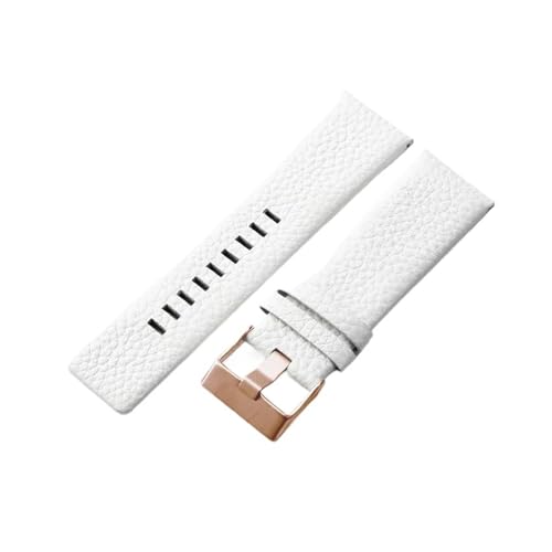 KAXSFE Schwarz-braunes Lederarmband, kompatibel mit großem Zifferblatt, Diesel Men Dz4323, Dz1405, Dz4318, massive Edelstahlschnalle, 26 30 32 mm, Uhrenarmband(White-Rose-K3,30mm) von KAXSFE