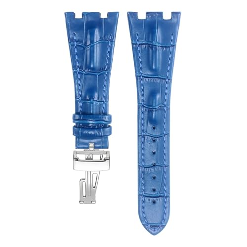 KAXSFE Shengmeirui Gibbous Dorsal Fin Lederarmband kompatibel mit AP ROYAL OAK OFFSHORE AP15710 15703 26470 26133 26209 Herrenarmband 28MM(04 silver) von KAXSFE