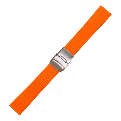 KAXSFE Uhrenarmbänder 18mm 20mm 22mm 24mm Weiches Silikon-Verschlussband Wasserdichtes Sportarmband-Zubehör(Orange,24mm) von KAXSFE