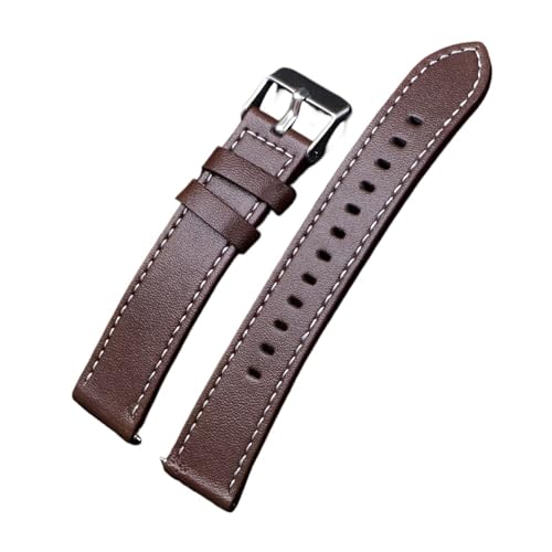 KAXSFE Uhrenarmbänder Leder Schnellverschluss Armband Gürtel Smart for Männer Frauen Uhr Zubehör(Dark Brown,22MM_SILVER CLASP) von KAXSFE