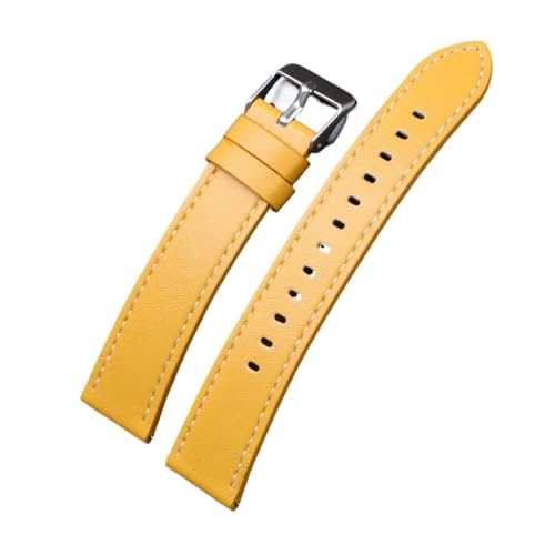KAXSFE Uhrenarmbänder Leder Schnellverschluss Armband Gürtel Smart for Männer Frauen Uhr Zubehör(Yellow,22MM_GOLD CLASP) von KAXSFE