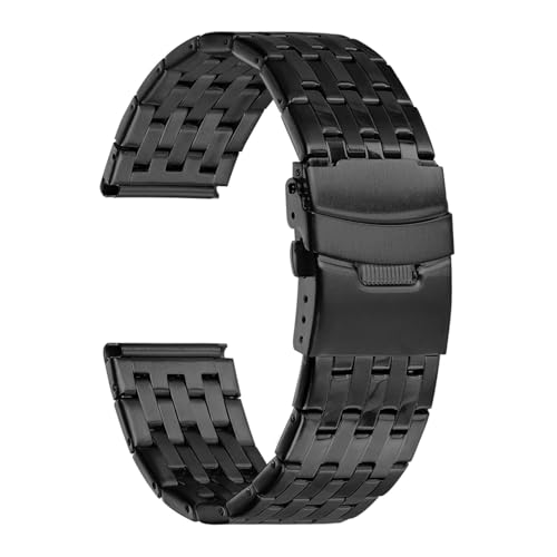 KAXSFE Uhrenarmband aus Edelstahl mit Faltschließe aus Metall, kompatibel mit Omega Business-Schnellverschluss-Ersatzarmband(Black,20mm) von KAXSFE