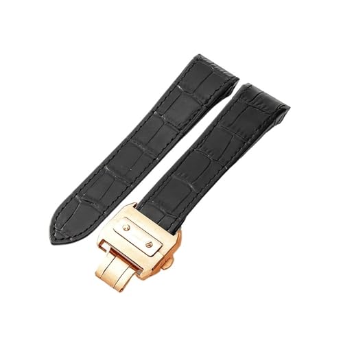 KAXSFE Uhrenarmband aus echtem Leder, kompatibel mit Cartier Sandoz Santos 100, wasserdichtes, schweißfestes Uhrenarmband for Herren und Damen, 20 mm, 23 mm(Black-Rose-Z8,20mm) von KAXSFE