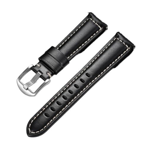 KAXSFE Vintage Braunes Kalbslederarmband Retro Ölwachs Lederarmband for Seiko Kompatibel mit Rolex Business Bands Armband(Black,20MM_BLACK BUCKLE) von KAXSFE
