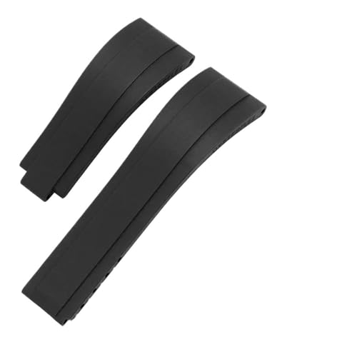 KAXSFE Weiches Silikon-Gummi-Armband, kompatibel mit Rolex-Uhrenarmband Daytona Submariner GMT OYSTERFLEX-Armband, Faltschließe, 20 mm(Black no clasp) von KAXSFE