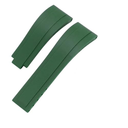 KAXSFE Weiches Silikon-Gummi-Armband, kompatibel mit Rolex-Uhrenarmband Daytona Submariner GMT OYSTERFLEX-Armband, Faltschließe, 20 mm(Green no clasp) von KAXSFE