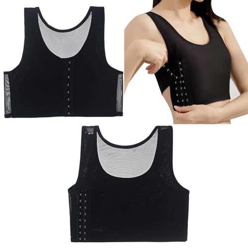 KAYEF Brustbinde, 2pcs Frauengurte über mehrere Reihen von breiten elastischen Brustgurten für Transgender, Tomboy kurze Brustgurte von KAYEF