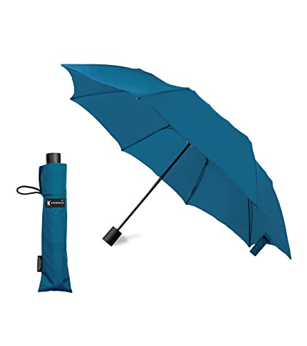 KAZBRELLA Kompakt – der umgekehrte faltbare Regenschirm, der in eine Tasche passt, blau - peacock blue, Small von KAZBRELLA