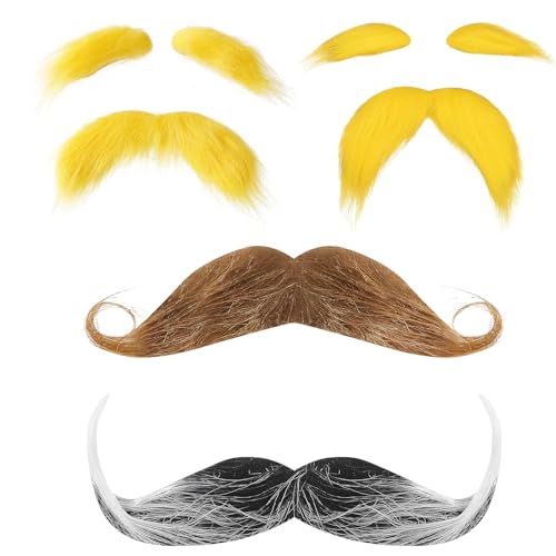 Künstlicher Schnurrbart, 4er-Set, selbstklebend, künstlicher Schnurrbart, alter Mann, Detektiv, Schnurrbart, Halloween, Weihnachtskleid, Cosplay, Schnurrbart, für Kinder, Männer, Frauen Künstlicher Schnurrbart, 4er-Set, selbstklebend, künstlicher Schnurrbart, alter Mann, Detektiv, Schnurrbart, Halloween, Weihnachtskleid, Cosplay, Schnurrbart, für Kinder, Männer, Frauen von KAZGVN