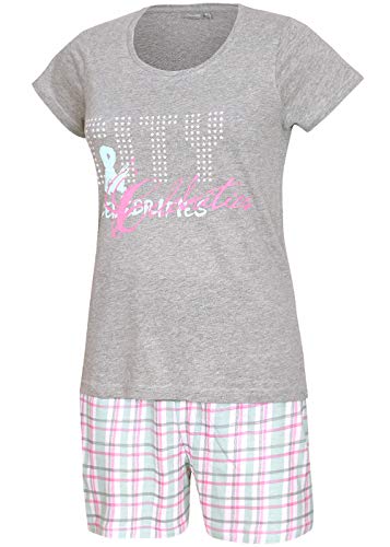 KB Socken Kurzer Damen Schlafanzug Pyjama Nachtwäsche Schlafwäsche S M L XL (Grau, M) von KB Socken