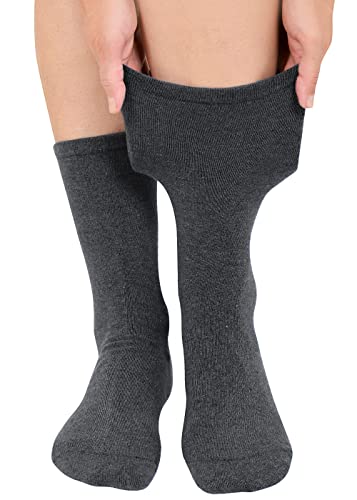 NEU - Gesundheitssocken Diabetikersocken Socken ohne Gummi venenfreundlich Damen Herren (43-46, Grau 3 Paar) von KB Socken