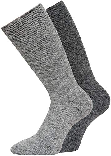 KB Alpaka Socken Damen Herren Thermosocken Frotteesohle warme Wollsocken Wintersocken Kuschelsocken Bettsocken (35-38, Grau) von KB