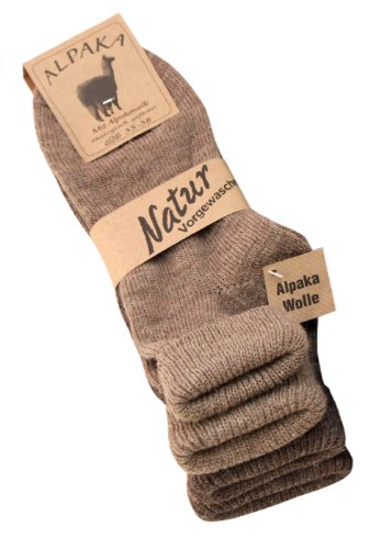 KB Alpaka Socken Damen mit Umschlag Dünn Gestrickt - Wintersocken, Wollsocken, Flauschige Alpaka-Socken 35-38 39-42 (35-38, Braun) von KB