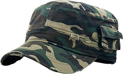 KBETHOS Cadet Army Cap Basic Everyday Military Style Hut (jetzt mit Versteck Pocket Version erhältlich), Camo Vintage mit Tasche, X-Large von KBETHOS