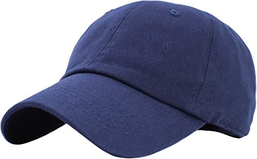 KBETHOS KB-LOW NAV Klassischer Baumwoll-Papa-Hut mit verstellbarer, schlichter Kappe. Polo Style Low Profile (unstrukturiert) (klassisch) Navy verstellbar von KBETHOS