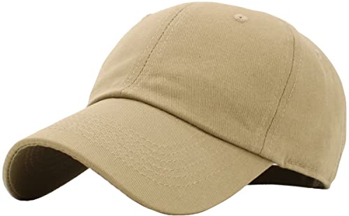 KBETHOS KB-Low KHK Classic Baumwoll-Papa Hut Einstellbare Plain Cap. Polo Style Low Profile (unstrukturiert) (klassisch) Khaki verstellbar von KBETHOS