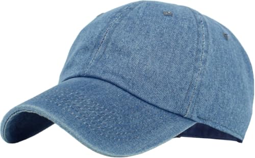 KBETHOS KB-Low MDM Classic Baumwolle Papa Hut Einstellbare Plain Cap. Polo Style Low Profile (unstrukturiert) (klassisch) Medium Denim verstellbar von KBETHOS