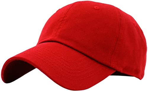 KBETHOS KB-Low RED Klassischer Baumwollhut mit Verstellbarer, Schlichter Kappe. Polo Style Low Profile (unstrukturiert) (klassisch) Rot Einstellbar von KBETHOS