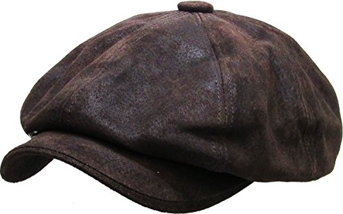 KBETHOS KBL-108 DBR L/XL Ascot Ivy Newsboy-Hut aus echtem Leder von KBETHOS