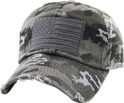 KBETHOS KBVT-209 BLK-CAM Tactical Operator mit US-amerikanischer Flagge US Army Military Baseball Cap (verstellbar, (209) Schwarz Camo) von KBETHOS