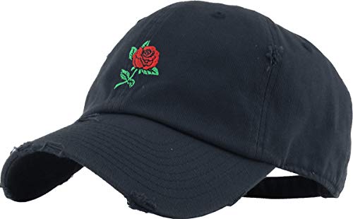 KBETHOS Rose Flowers Love Good Vibes Herren Damen Papa Hut Baseball Kappe Verstellbar Unisex, Navy Rose Vintage, Einheitsgröße von KBETHOS