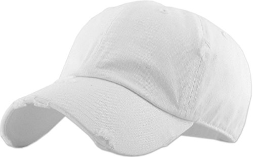 KBETHOS Vintage Washed Distressed Cotton Papa Hut Baseball Cap einstellbar Polo Trucker Unisex Style Headwear (Vintage) weiß einstellbar von KBETHOS