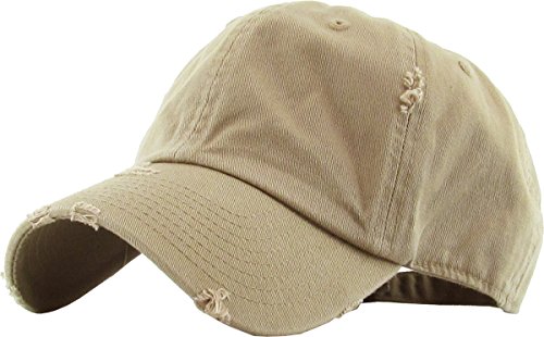 KBETHOS Vintage gewaschen Distressed Cotton Dad Hut Baseball Cap einstellbar Polo Trucker Unisex Style Headwear (Vintage) Khaki einstellbar von KBETHOS