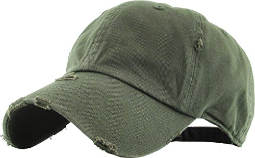 KBETHOS Vintage gewaschen Distressed Cotton Dad Hut Baseball Cap einstellbar Polo Trucker Unisex Style Headwear (Vintage) Olive einstellbar von KBETHOS