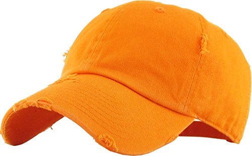 KBETHOS Vintage gewaschen Distressed Cotton Dad Hut Baseball Cap einstellbar Polo Trucker Unisex Style Headwear (Vintage) Orange einstellbar von KBETHOS