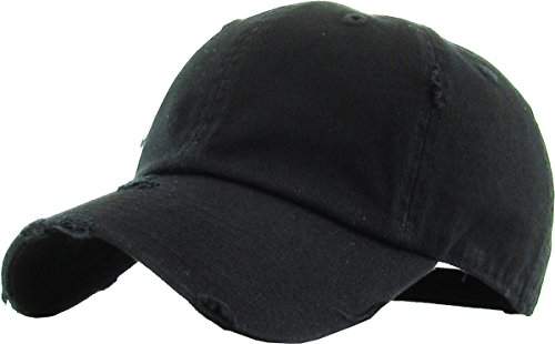 KBETHOS Vintage gewaschen Distressed Cotton Dad Hut Baseball Cap einstellbar Polo Trucker Unisex Style Headwear (Vintage) schwarz einstellbar von KBETHOS