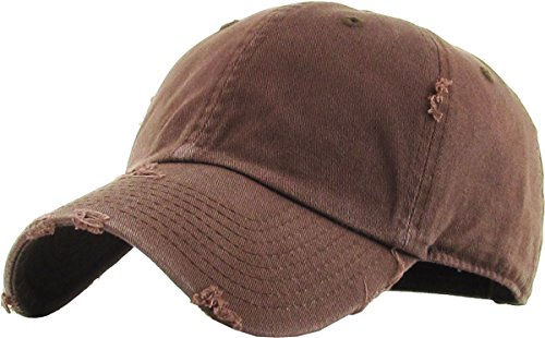 KBETHOS Vintage gewaschen Distressed Cotton Dad Hut Baseball Cap verstellbare Polo Trucker Unisex Style Headwear (Vintage) Brown einstellbar von KBETHOS