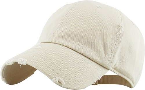 KBETHOS Vintage gewaschen Distressed Cotton Dad Hut Baseball Cap verstellbare Polo Trucker Unisex Style Headwear (Vintage) Stein einstellbar von KBETHOS