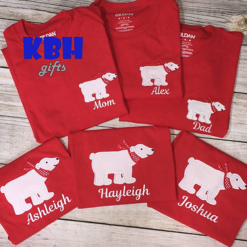 Bestickte Eisbär Weihnachten Urlaub Winter Shirt Pyjama von KBHgifts