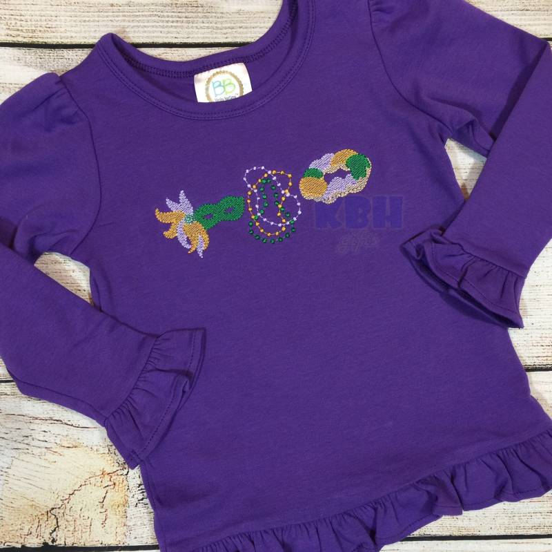 Besticktes Mardi Gras Vintage Stitch Shirt von KBHgifts