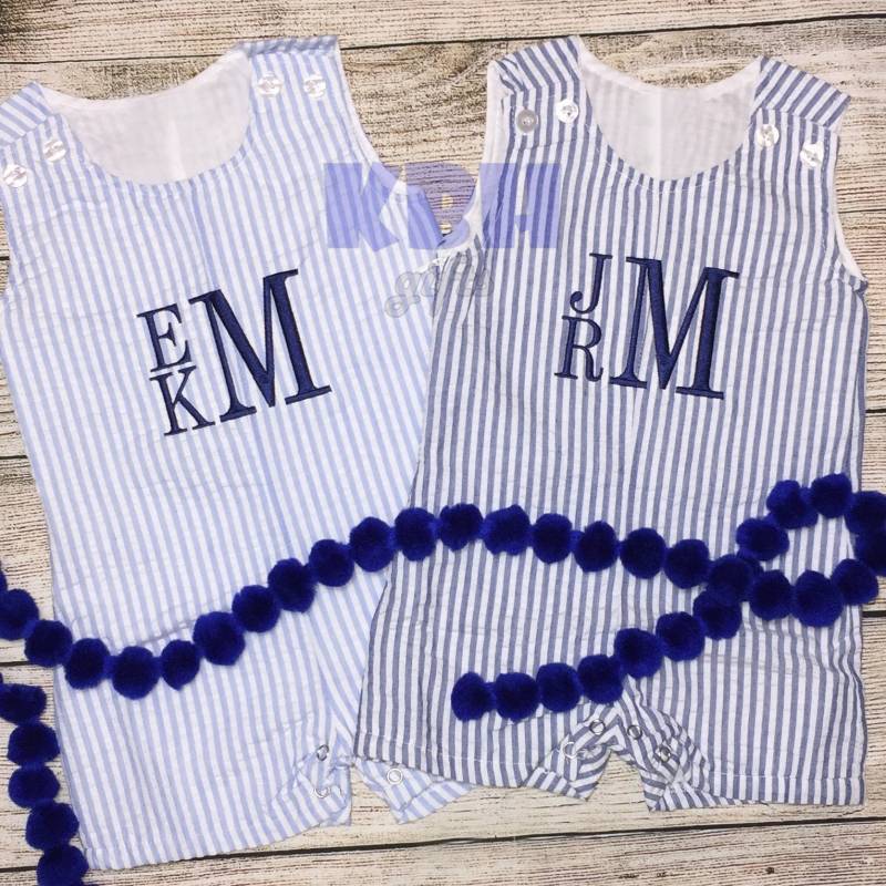 Schiffe Schnell Bestickter Seersucker Blau Jon von KBHgifts