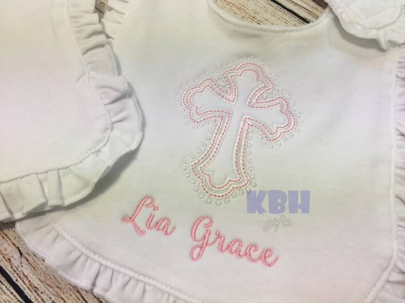 Schnell Versendet Rüschen Tauflätzchen/Religiöses Lätzchen von KBHgifts