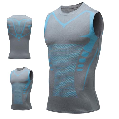 KBIBCK Abnehmweste, Vitalvest Abnehmweste, Version Ionic Shaping Vest Für Herren, Herren KöRperformendes Bauch-Weg Tank Top Abnehmen Shirt, Kompressions Shapewear Unterhemd (Größe L) von KBIBCK