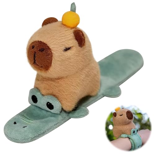 KBIBCK Capybara Schnapparmband, 15 cm Capybara Krokodil-Armband, Süßes Capybara Plüschtier mit Snap Armband, Kapybara Plüschtier Klatscharmband, Capybara Snap Armbands, Geschenk für Mädchen und Jungen von KBIBCK