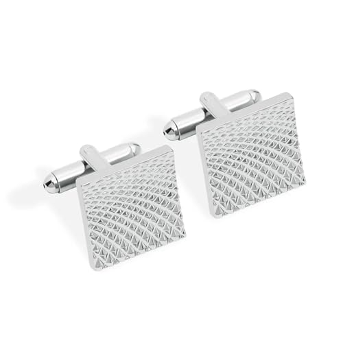 2 teil/satz Platz herren Manschettenknöpfe Einfache Geometrische Streifen Metall Hemd Krawatte Clip Party Schmuck Set Hochzeit Tanzparty Business(Silver) von KBLDOPN