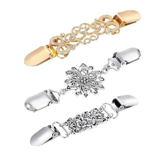 3 STÜCKE Vintage Retro Pullover Schal Clips Verschlüsse Kleidung Pins Kleider Clip Brosche Shirt for Frauen Mädchen Strass(3pcs(mixed set)) von KBLDOPN