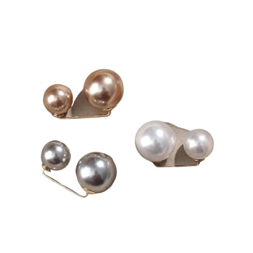 3 Teile/satz Doppel Perle Brosche Pins Anti-verblassen Exquisite Elegante Broschen for Frauen Pullover Strickjacke Clip Mantel Sommer Kleid schmuck(3 Color) von KBLDOPN