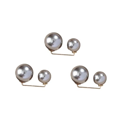 3 Teile/satz Doppel Perle Brosche Pins Anti-verblassen Exquisite Elegante Broschen for Frauen Pullover Strickjacke Clip Mantel Sommer Kleid schmuck(Silver gray Color) von KBLDOPN
