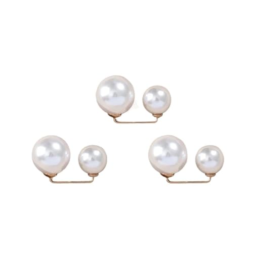 3 Teile/satz Doppel Perle Brosche Pins Anti-verblassen Exquisite Elegante Broschen for Frauen Pullover Strickjacke Clip Mantel Sommer Kleid schmuck(White Color) von KBLDOPN