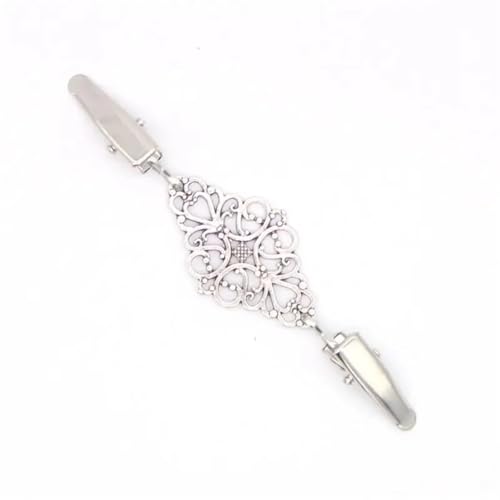 3 stücke Kragen Brosche Zurück Cinch Clip Retro Pullover Clips Verschlüsse Blumenmuster Strickjacke Kleid Shirts for Frauen Mädchen(Silver) von KBLDOPN