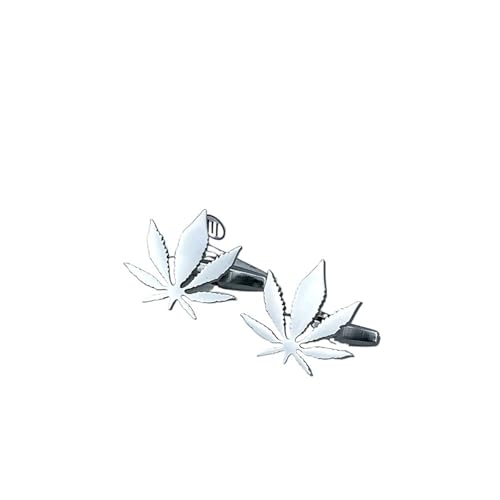 Ahornblatt-Manschettenknöpfe for Männer Edelstahl Business Shirt Manschettenknöpfe Knöpfe Trendy Schmuck Engagement Hochzeit Tanzparty Business(Silvery) von KBLDOPN