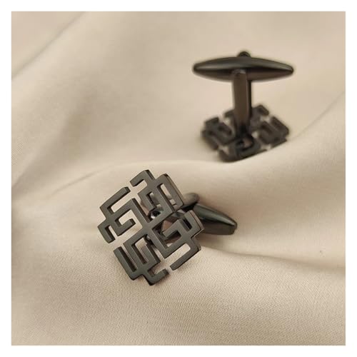 Edelstahl Retro Manschettenknöpfe for Männer Personalisierte Ethnische Stil Muster Business Hemd Manschette Dings Schmuck Zubehör Hochzeit Tanzparty Business(Black) von KBLDOPN