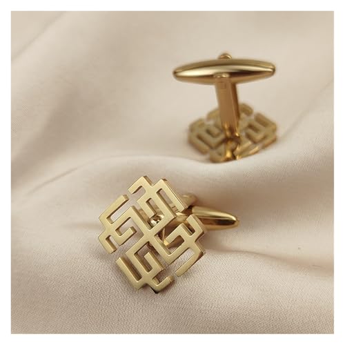 Edelstahl Retro Manschettenknöpfe for Männer Personalisierte Ethnische Stil Muster Business Hemd Manschette Dings Schmuck Zubehör Hochzeit Tanzparty Business(Gold) von KBLDOPN