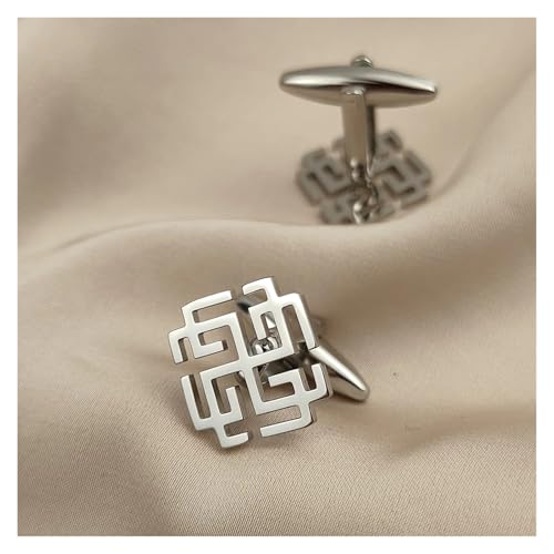 Edelstahl Retro Manschettenknöpfe for Männer Personalisierte Ethnische Stil Muster Business Hemd Manschette Dings Schmuck Zubehör Hochzeit Tanzparty Business(Silver) von KBLDOPN