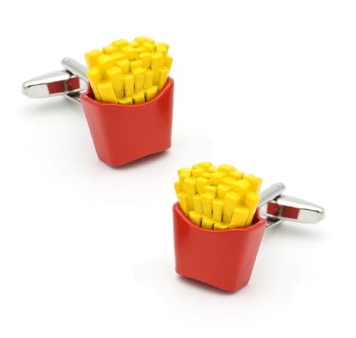 Fast-Food-Manschettenknöpfe, braun, Hamburg- und Pommes-Frites-Design, Messing-Material, Manschettenknöpfe for Männer Hochzeit Tanzparty Business(Color 1) von KBLDOPN