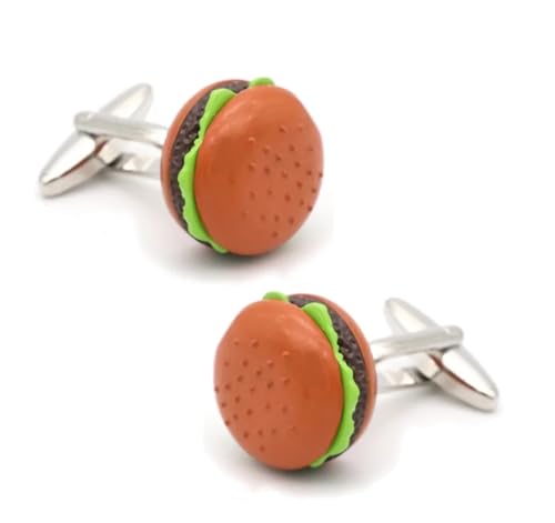 Fast-Food-Manschettenknöpfe, braun, Hamburg- und Pommes-Frites-Design, Messing-Material, Manschettenknöpfe for Männer Hochzeit Tanzparty Business(Color 2) von KBLDOPN